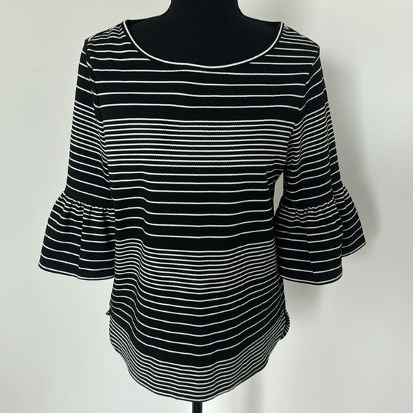 Black and White Bell Sleeve Top - Picture 1 of 8